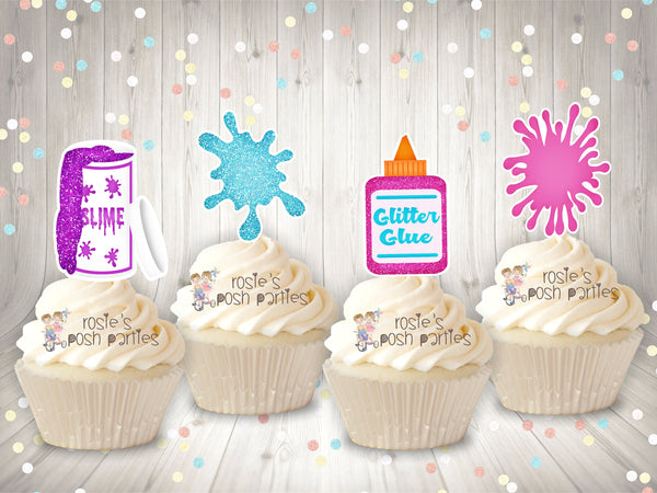 Slime Birthday Party Cupcake Decoration | Slime Bash Cupcake | Slime Theme | Glitter Slime Cupcake Toppers | Slime Theme Cupcake SET OF 12