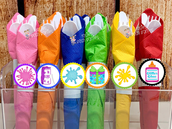 Slime Birthday Party Theme | Slime Bash | Slime Party Decor | Slime Theme | Slime Favor | Slime Napkin Utensil | Slime Napkin Wrap SET OF 12