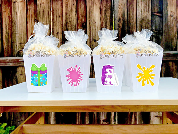 Slime Birthday Party Theme | Slime Bash | Slime Party Favors | Slime Theme | Slime Decor | Slime Theme | Slime Theme Popcorn Bins SET OF 12