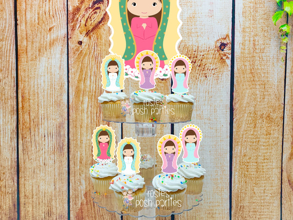 Virgencita Plis | Virgen Mary Theme | Virgen de Guadalupe Party Favors | Virgin Mary Theme | Virgin Cupcake Stand | Cupcake Toppers Theme