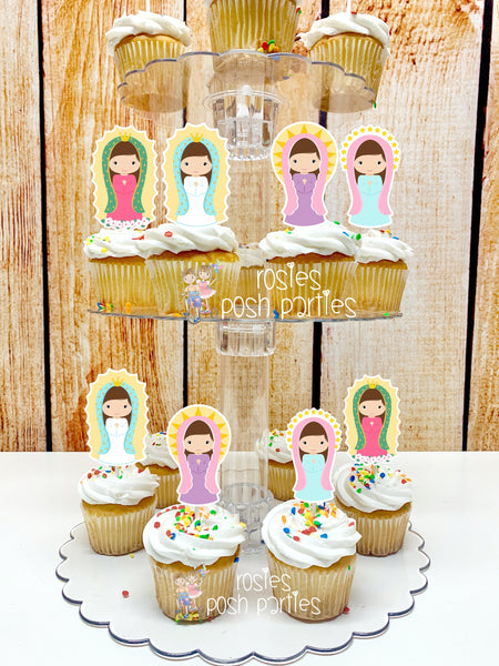 Virgencita Plis | Virgen Mary Theme | Virgen de Guadalupe Party Favors | Virgin Mary Theme | Virgin Cupcake Stand | Cupcake Toppers Theme