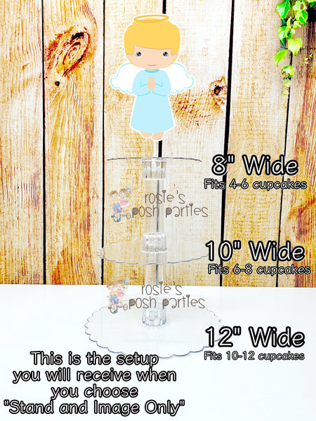 Baptism Blonde Theme | First Holy Sacrament | Cupcake Stand | Cupcake Toppers | Religious Baptism | Party Favors | Acrylic Stand Toppers