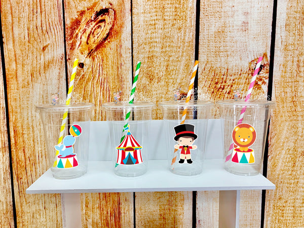 Circus Theme | Carnival Theme | Carnival Circus Baby Shower or Birthday | Party Favor Cups and Straws | Circus Carnival Theme Cups VARIETY