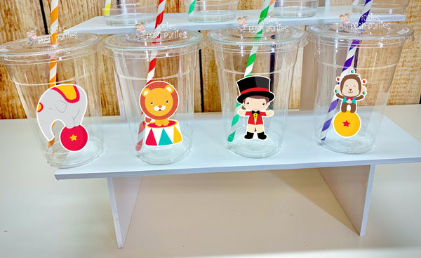 Circus Theme | Carnival Theme | Carnival Circus Baby Shower or Birthday | Party Favor Cups and Straws | Circus Carnival Theme Cups VARIETY