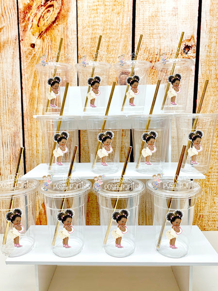 Little Princess Theme | Royal Princess Baby Shower Favors | African American Cups and Straws | Princess Theme Birthday | Ruffle Pant VARIETY