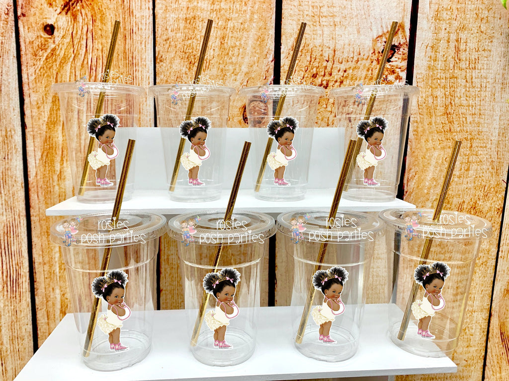 Little Princess Theme | Royal Princess Baby Shower Favors | African American Cups and Straws | Princess Theme Birthday | Ruffle Pant VARIETY
