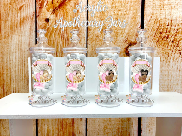 Mermaid Theme Favors | Royal Princess Mermaid | Pink Mermaid Party Favor | Apothecary Jar | Mermaid Party | Mermaid Princess Theme SET OF 12