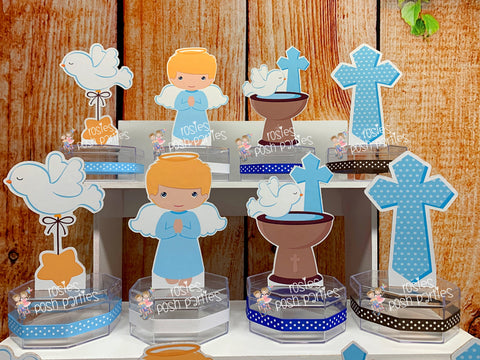 Blonde Baptism Theme Favor | Baptism Party Decoration | Baptism Candy Jar Favor | Religious Sacrament Favor | Recuerdo de Bautizo SET OF 12