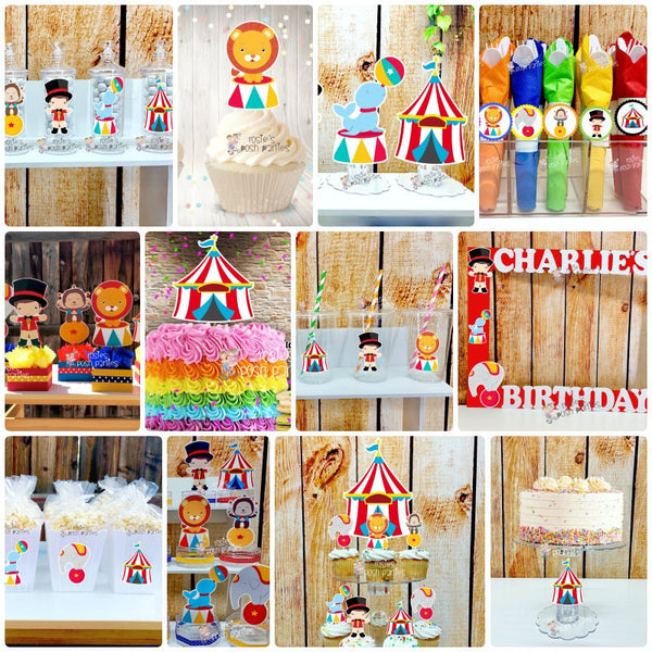 Circus Birthday Theme | Carnival Cupcake Topper | Baby Shower Cupcake Topper | Circus Carnival Decoration | Circus Theme Cupcakes | Cupcake