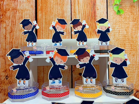 Graduation Theme | Boy Graduation Candy Jar Favor | Graduation Bash Party Favors | Grad Boy Party | High School College Graduation SET OF 12