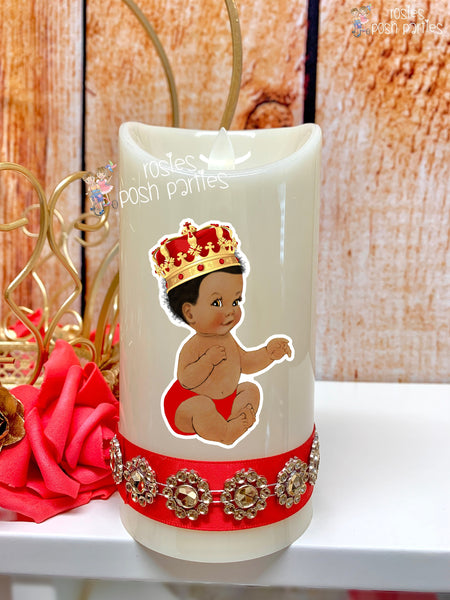 Little Prince Theme | Royal Baby Shower | Red and Gold Royal Prince Baby Shower Crown Centerpiece Decoration | Red Royal Theme Prince Crown