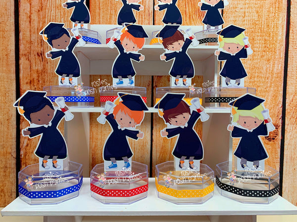 Graduation Theme | Boy Graduation Candy Jar Favor | Graduation Bash Party Favors | Grad Boy Party | High School College Graduation SET OF 12