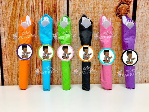 Hip Hop Graffiti Prince Theme | African Theme Baby Shower | Hip Hop Theme Napkin Wrapped Utensils | Prince Afro Baby Shower Favor VARIETY