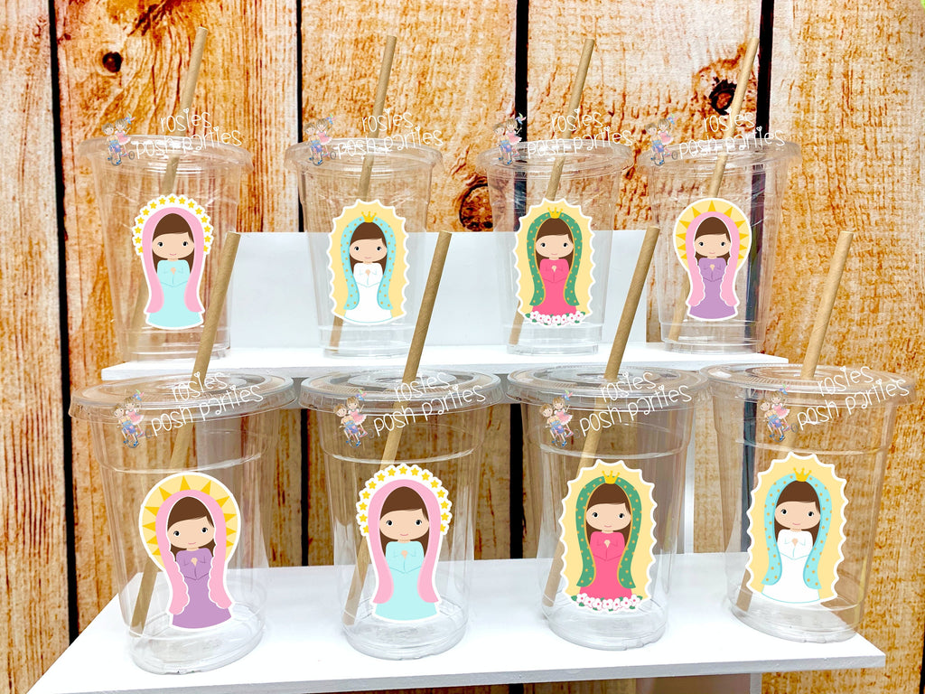Virgin Mary Theme | Virgen De Guadalupe | Virgencita de Guadalupe | Virgencita Plis | Virgin Cup and Straw Favor | First Communion VARIETY