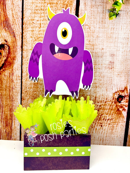 Monster Birthday centerpieces Little Monsters Cute birthday party wood table centerpiece decoration Little Monsters Theme Party INDIVIDUAL