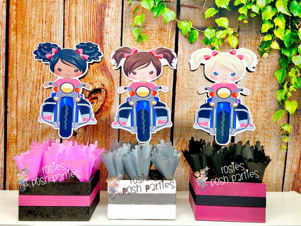 Biker Girl Theme | Motorcycle Baby Shower Centerpiece | Motorcycle Birthday Party Decoration | Biker Club Motorcycle Centerpiece INDIVIDUAL