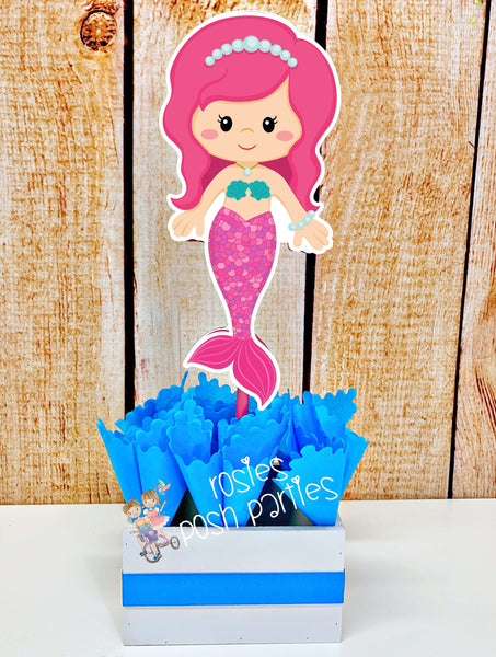 mermaid birthday baby shower theme centerpiece decoration