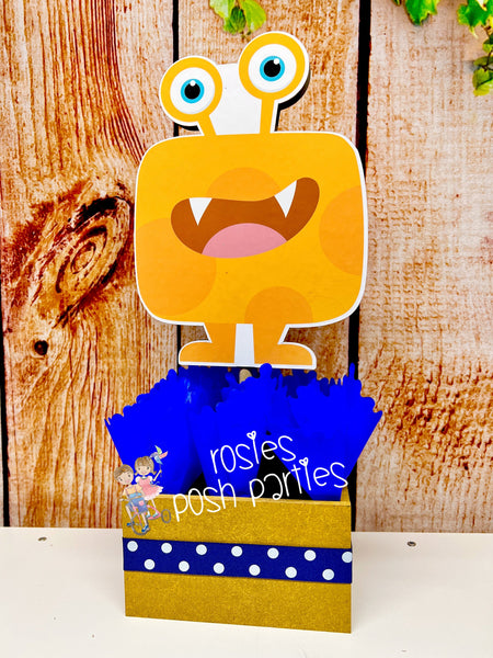 Monster Birthday centerpieces Little Monsters Cute birthday party wood table centerpiece decoration Little Monsters Theme Party INDIVIDUAL