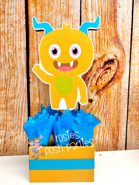 Monster Birthday centerpieces Little Monsters Cute birthday party wood table centerpiece decoration Little Monsters Theme Party INDIVIDUAL