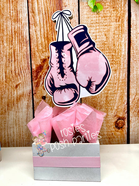 boxing theme gender reveal main event centerpiece decoration