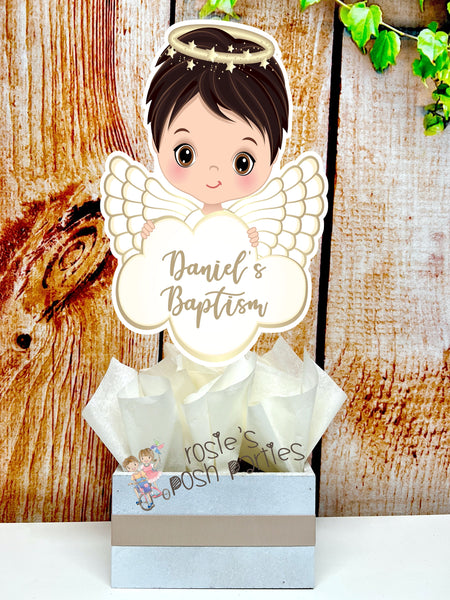 Christening Baptism centerpieces | Brown Baptism Angel | Christening Decoration | Baptism Religious Theme Centerpiece Decoration INDIVIDUAL