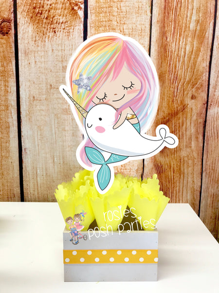 Mermaid Centerpieces, Narwhal Centerpiece, Mermaid Birthday, Mermaid Party, Narwhal Birthday, Mermaid Party, Mermaid Narwhal INDIVIDUAL