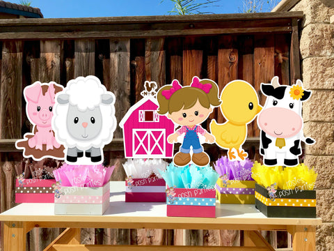 Pink Farm Theme | Girl Farm Birthday | Pink Farm Party | Farm Centerpiece Decoration | Farm Decoration | Farm Animal | Girl Theme SET OF 6