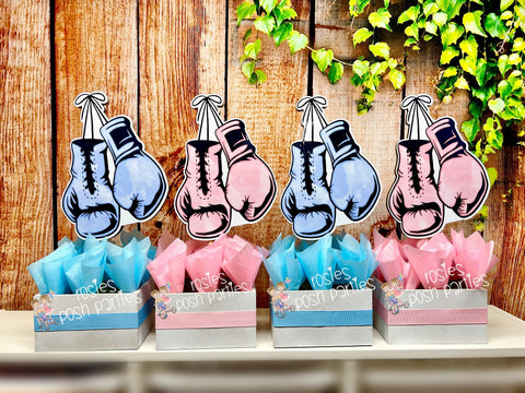 boxing theme gender reveal main event centerpiece decoration