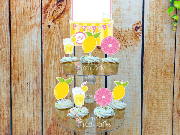Pink Lemonade Theme | Lemonade Theme Cupcake Stand Decoration | Pink Lemonade Sweet One | Lemonade Theme | Pink Lemonade Cupcake Topper Stnd