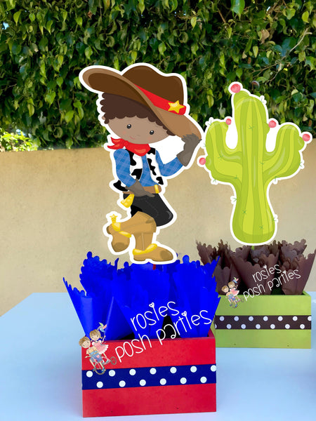 Cowboy Theme | African American Cowboy | Cowboy Birthday Party | Western Theme | Western Centerpiece Party| Cowboy Theme Decoration SET OF 4