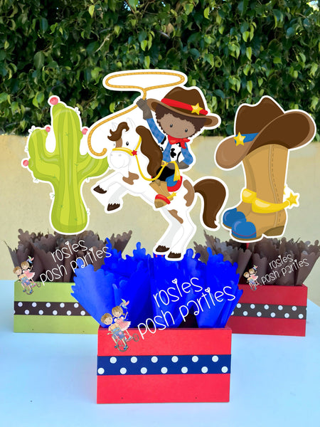 Cowboy Theme | African American Cowboy | Cowboy Birthday Party | Western Theme | Western Centerpiece Party| Cowboy Theme Decoration SET OF 4