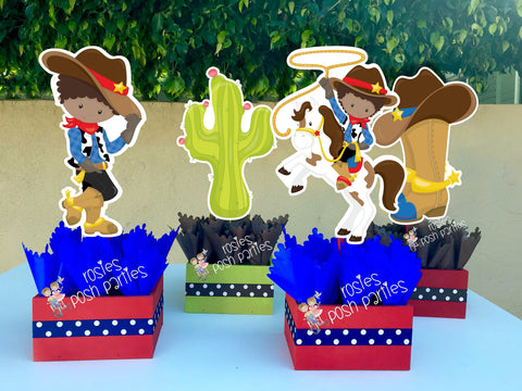 Cowboy Theme | African American Cowboy | Cowboy Birthday Party | Western Theme | Western Centerpiece Party| Cowboy Theme Decoration SET OF 4