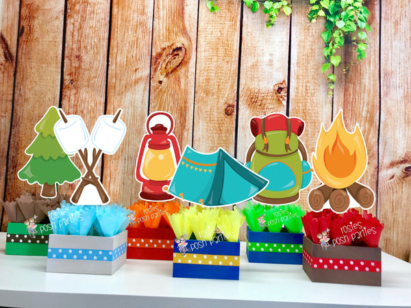 Camping Theme | Camp Birthday Party Centerpieces | Camping Theme Party Decoration | Camping Decoration Party Camp Sleep over SET OF 6