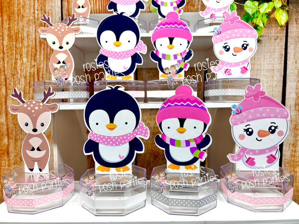 Winter Wonderland | Winter Birthday Theme | Onederland Birthday Theme Candy Jar Favors | Winter Onederland Penguin Snowman Theme SET OF 12