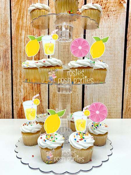 Pink Lemonade Theme | Lemonade Theme Cupcake Stand Decoration | Pink Lemonade Sweet One | Lemonade Theme | Pink Lemonade Cupcake Topper Stnd