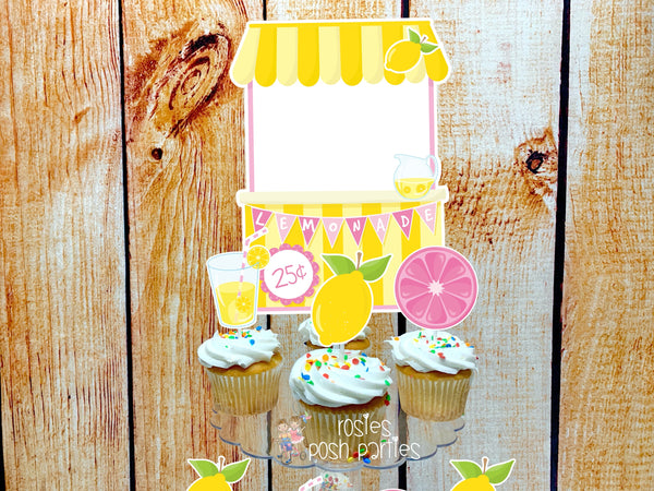 Pink Lemonade Theme | Lemonade Theme Cupcake Stand Decoration | Pink Lemonade Sweet One | Lemonade Theme | Pink Lemonade Cupcake Topper Stnd