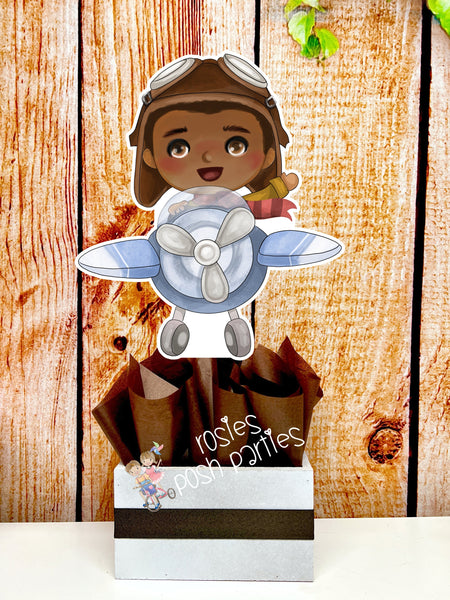 Airplane Birthday Theme | Pilot Watercolor Baby Shower | Vintage Airplane Pilot Centerpiece Decor | Airplane Theme Centerpiece INDIVIDUAL