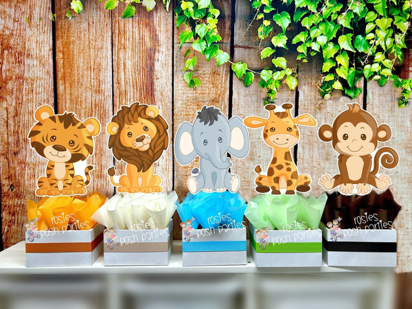 Safari Jungle Theme | Tropical Safari Baby Shower | Safari Baby Shower Centerpiece | Jungle Birthday Theme Decoration | Tropical SET OF 5