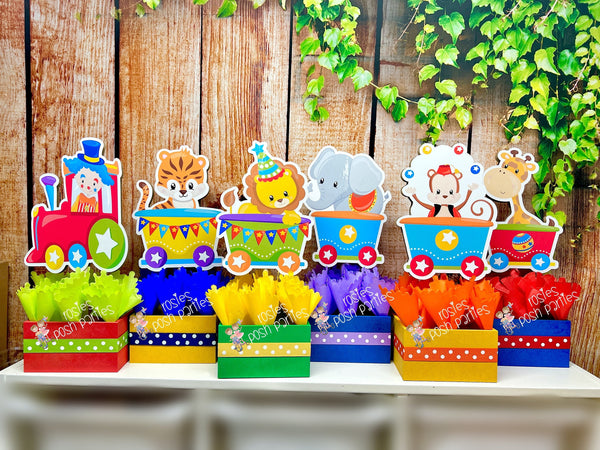 Carnival Circus Theme Birthday Centerpieces Circus Carnival Baby Shower Guests Circus Carnival Party Decor birthday or Baby Shower SET OF 6