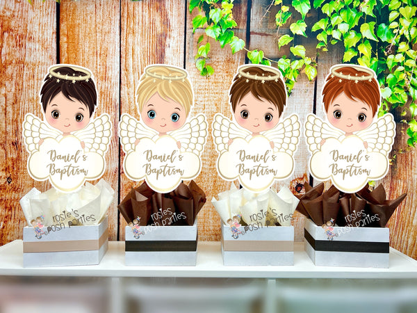 Christening Baptism centerpieces | Brown Baptism Angel | Christening Decoration | Baptism Religious Theme Centerpiece Decoration INDIVIDUAL
