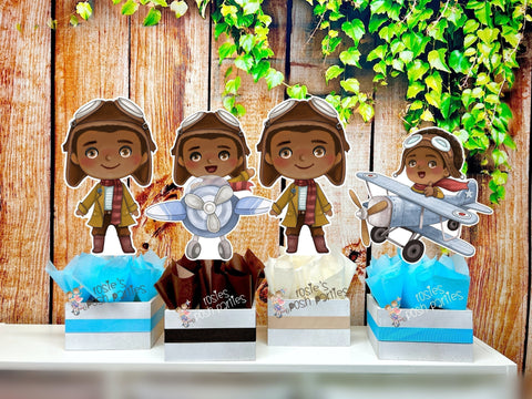 Airplane Birthday Theme | Pilot Watercolor Baby Shower | Vintage Airplane Pilot Centerpiece Decor | Airplane Theme Centerpiece INDIVIDUAL