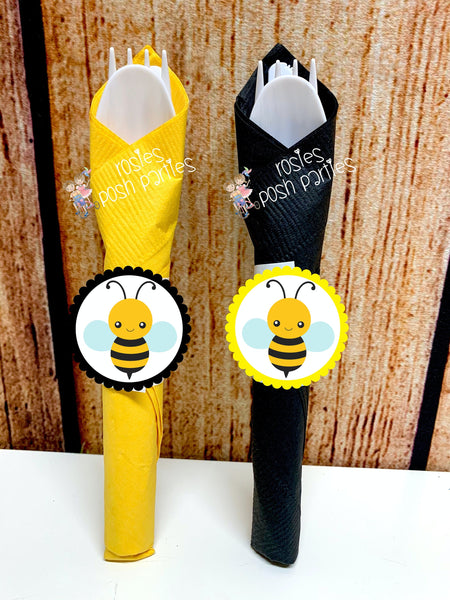 Bumble Bee Theme | Bumble Bee Baby Shower | Bumble Bee Birthday | Napkin Wrapped Utensils | Bumble Bee Party Favors | Bumble Bee SET OF 12