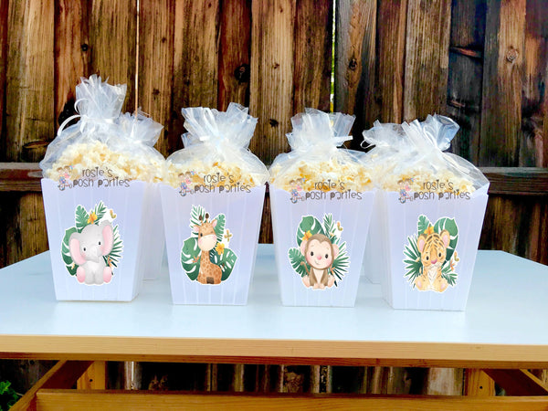 Baby Jungle Theme | Safari Theme | Jungle Safari Baby Shower Party Favor | Popcorn Favor | Jungle Baby Shower | Safari Birthday SET OF 12