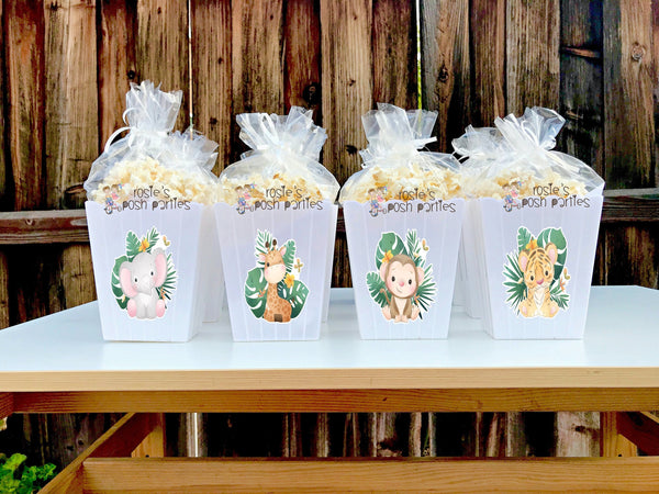 Baby Jungle Theme | Safari Theme | Jungle Safari Baby Shower Party Favor | Popcorn Favor | Jungle Baby Shower | Safari Birthday SET OF 12