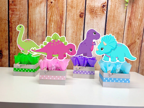 Dinosaur birthday party Pink Girl Dinosaur centerpiece Dinosaur party decoration Rex Birthday T Rex table centerpiece decoration SET OF 4