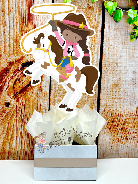 African Cowgirl Theme | Cowgirl Birthday Centerpiece | African American Theme | Western Cowgirl Birthday | Wild West Theme Decor SET OF 4