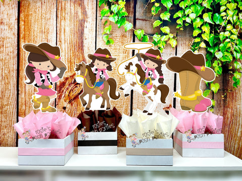 Cowgirl Theme | Cowgirl Birthday Party | Western Theme | Pink Western Cowgirl | Cowgirl Baby Shower | Western Theme Centerpiece SET OF 4