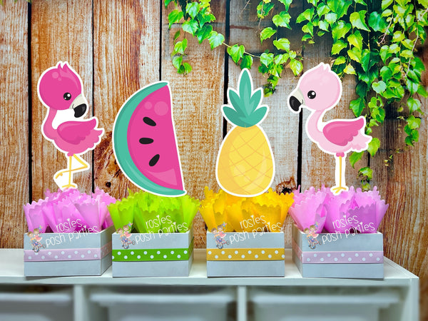 Flamingo Pineapple Theme Birthday Tropical Party Flamingo Pool Party Flamingle Hawaiian Pool Party Centerpiece Flamingo Theme INDIVIDUAL