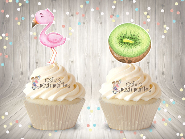 Tropical Flamingo Theme | Tropical Birthday | Flamingo Bridal Shower | Tropical Party Cupcake Topper | Flamingo Theme Decoration SET OF 12