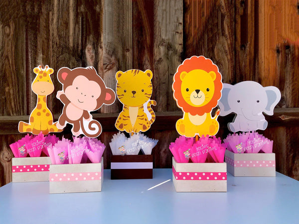 Jungle Baby Shower Centerpiece Baby Shower Party Decoration Baby Shower Jungle First Birthday Giraffe Elephant Monkey Safari Theme INDVIDUAL